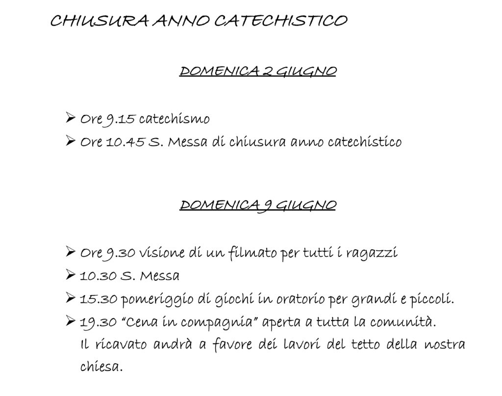 CHIUSURA ANNO CATECHISTICO loc1